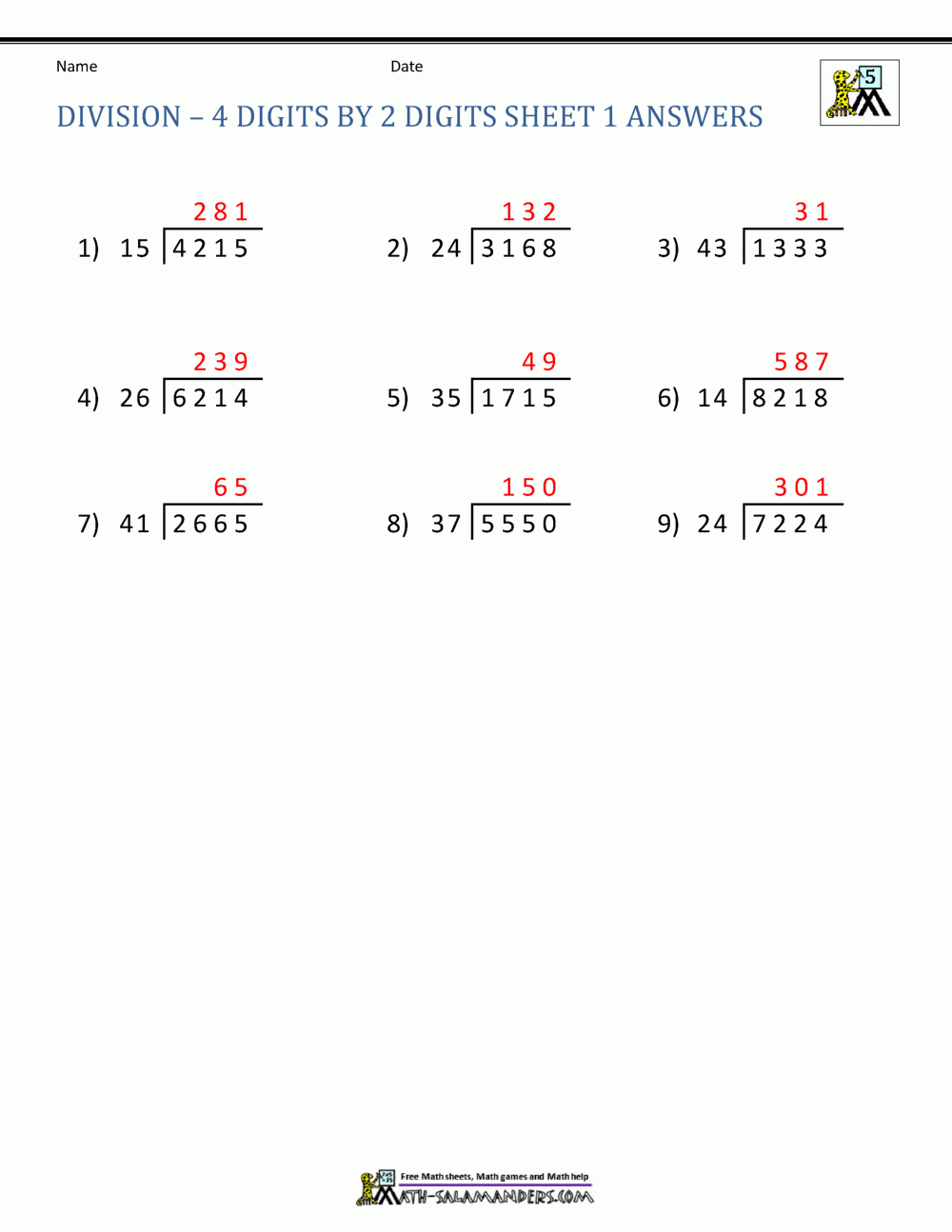 Long Division Worksheets For 5th Grade Long Division Worksheets For 5th Grade