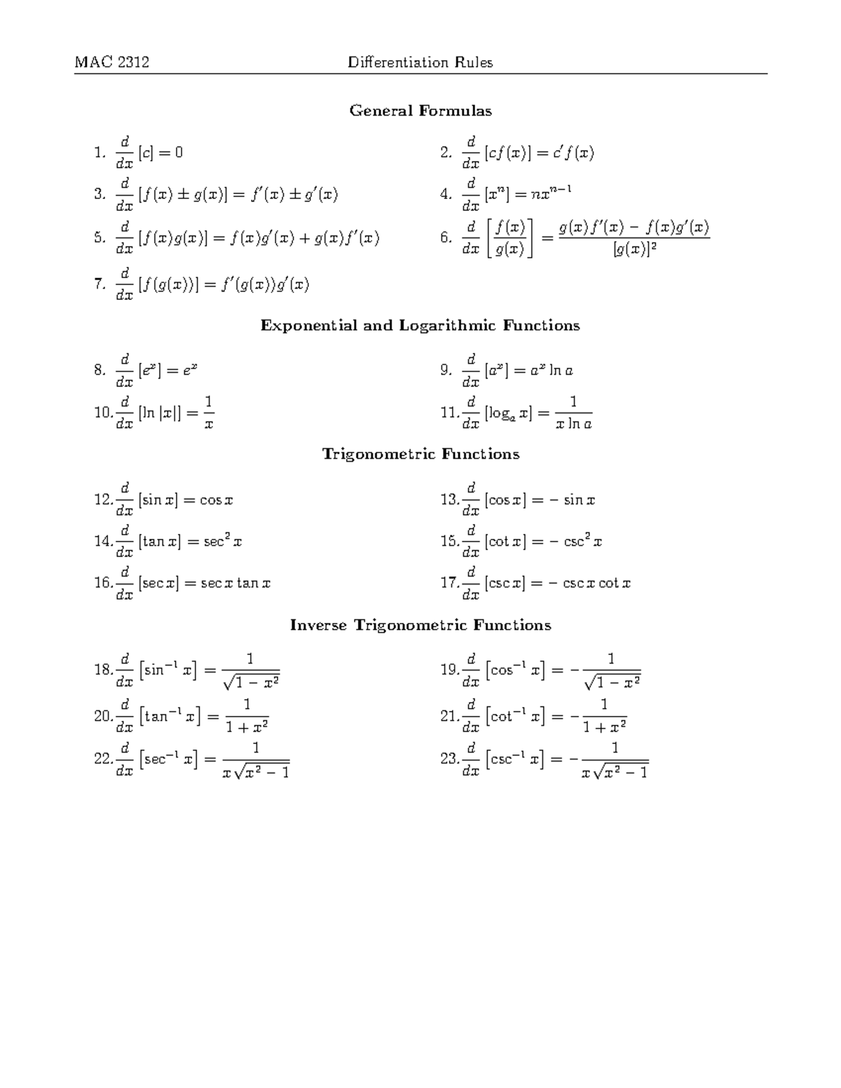 MAC 2312 Partial Derivative Worksheet And Solutions Studocu MAC 2312 Partial Derivative Worksheet And Solutions Studocu