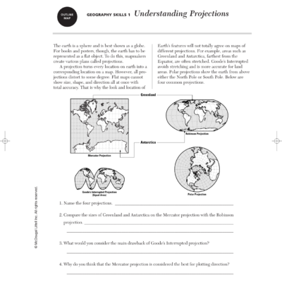 Map Projections Worksheet Geography Skills