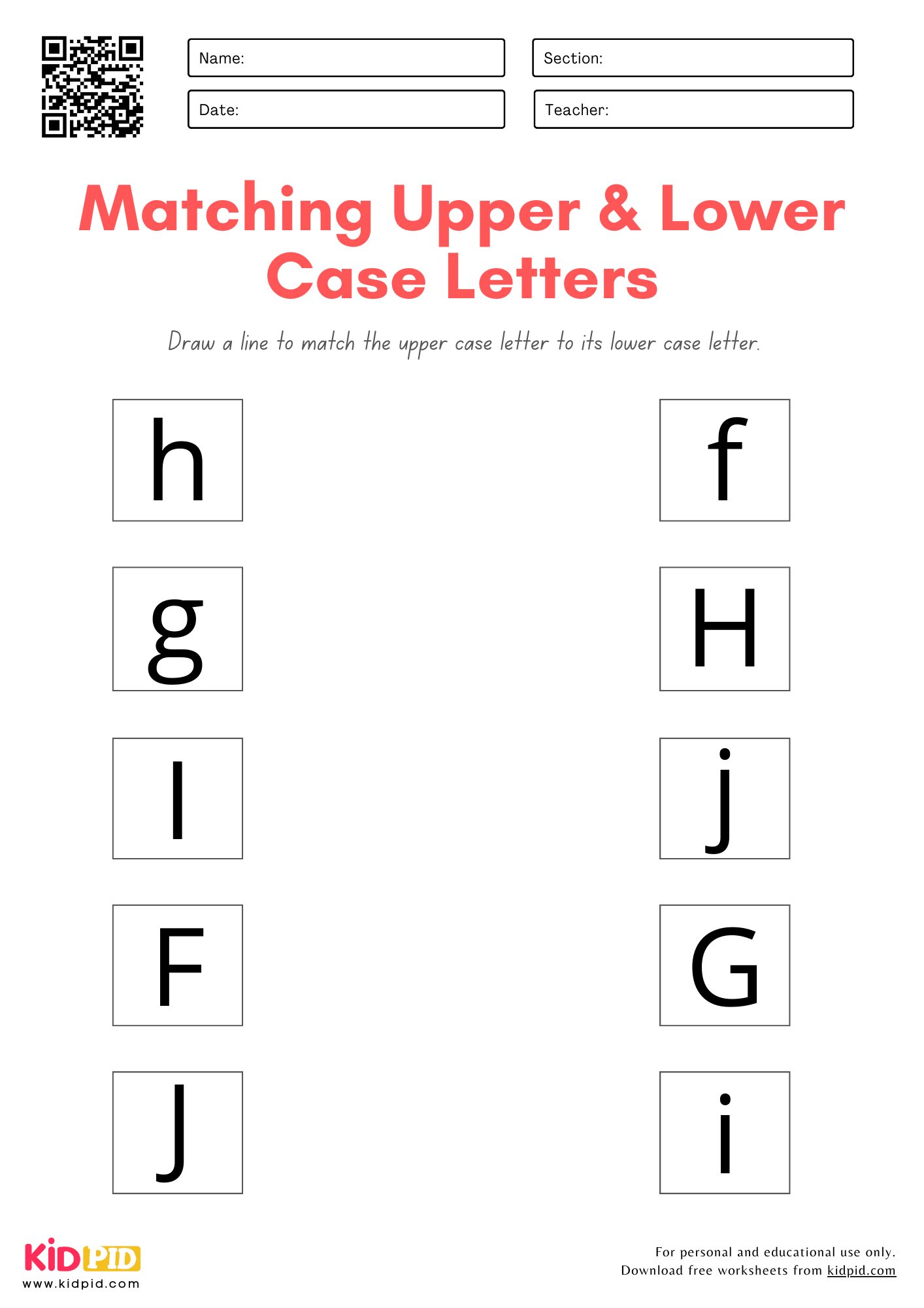 Match Upper and Lowercase Letters