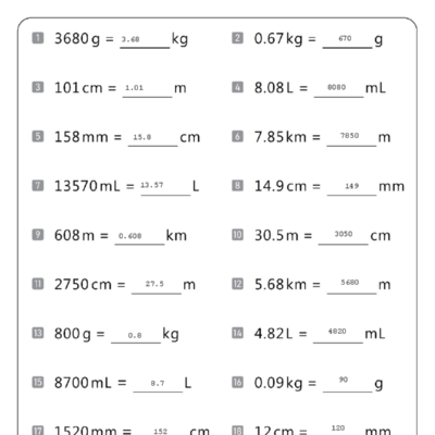 MATH 101 Metric to Metric Conversion Worksheet With Answers Studocu