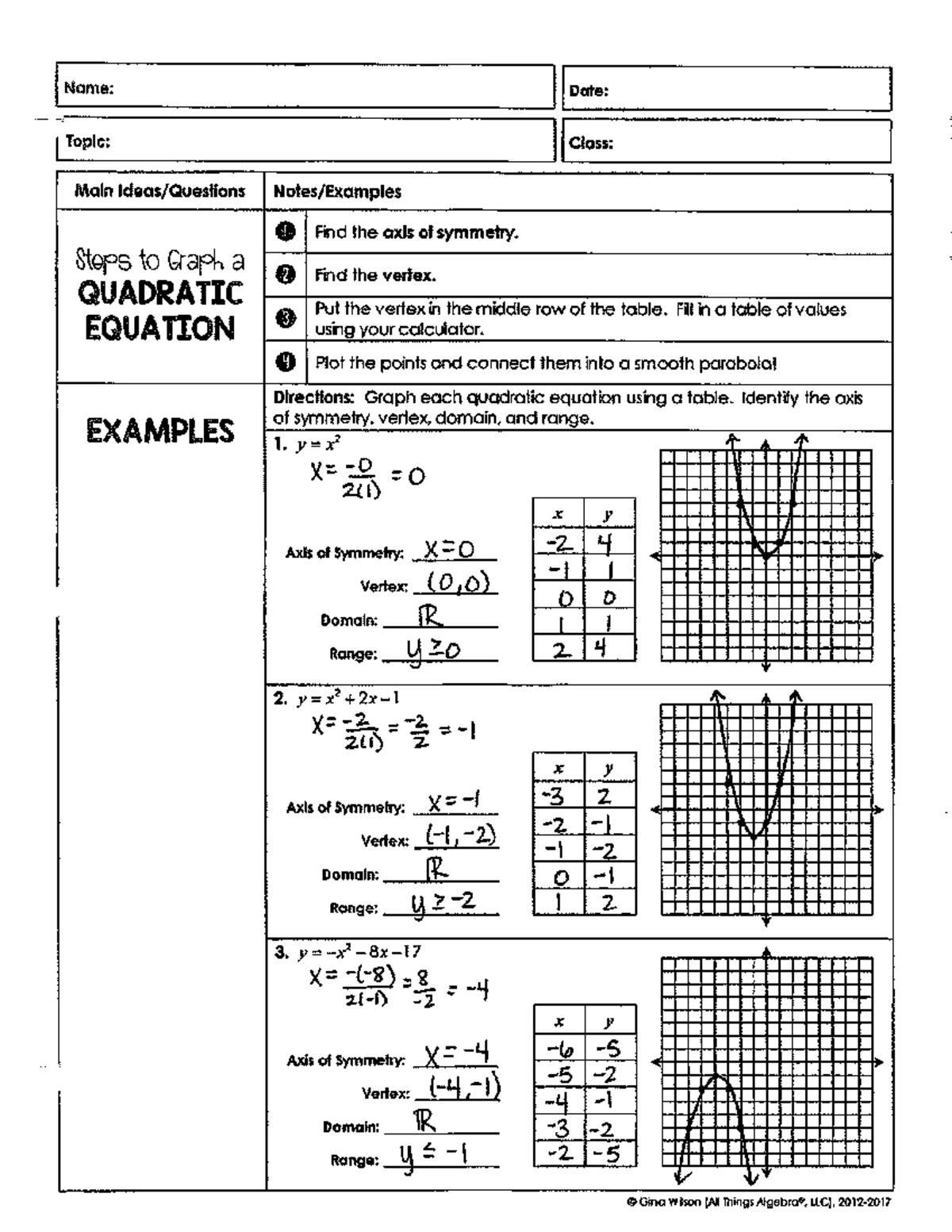 MATH 101 Quadratic Equations Graphing And Analyzing Symmetry Studocu MATH 101 Quadratic Equations Graphing And Analyzing Symmetry Studocu