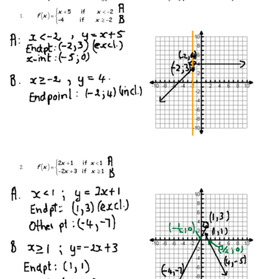 Math 2 Unit 8 Worksheet 2 Graphing Piecewise Functions Studocu