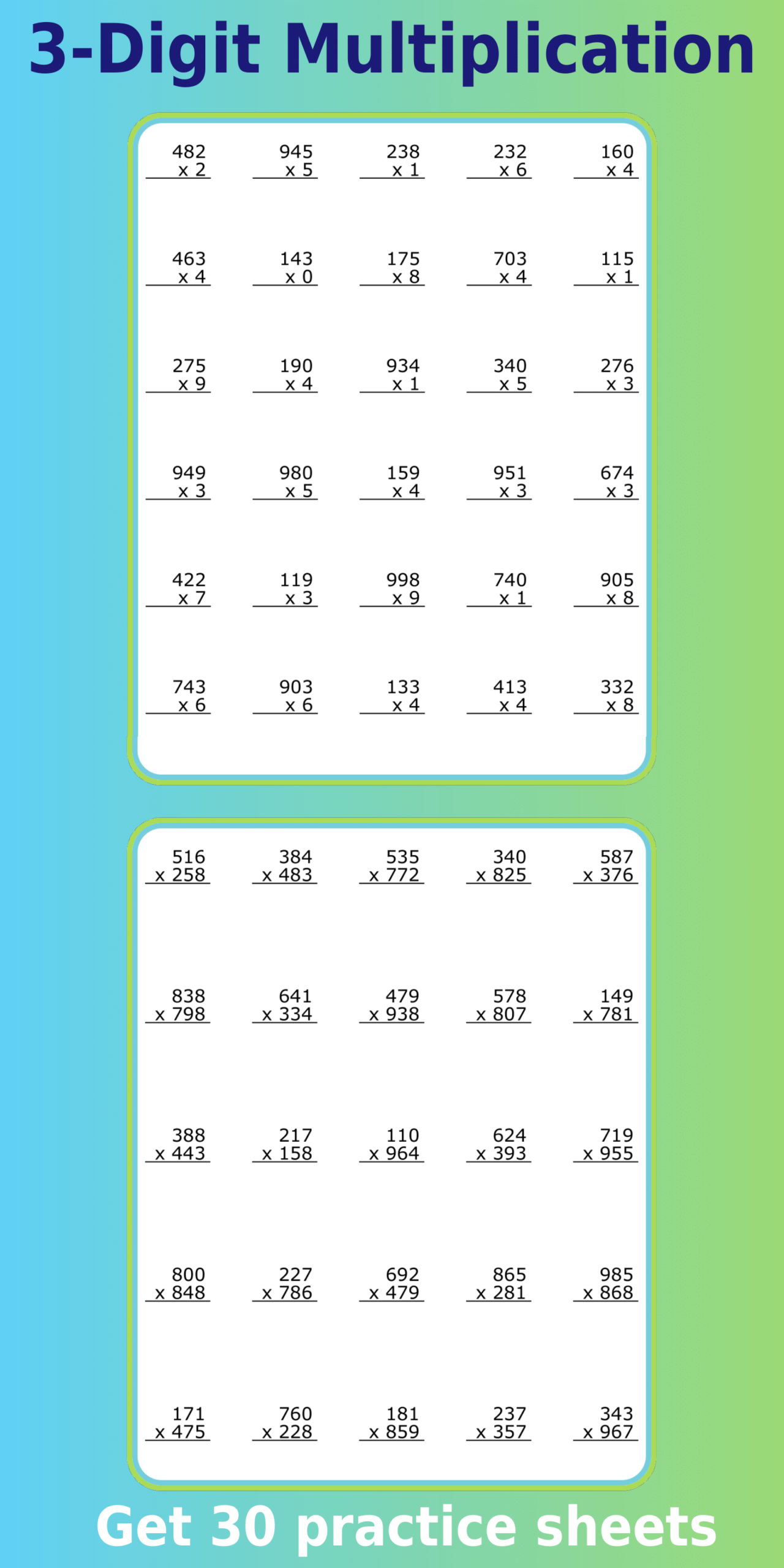 multiplication worksheets grade 3 pdf