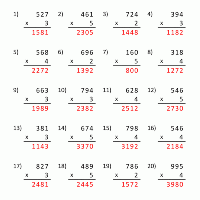 Math Multiplication Worksheets 4th Grade