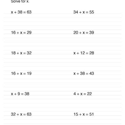 Math Worksheet Collection Solving One Step Equations Media4Math