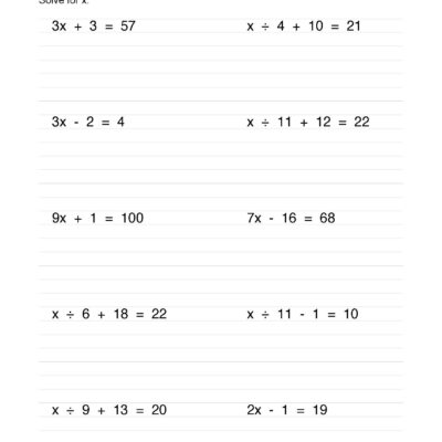 Math Worksheet Collection Solving Two Step Equations Media4Math