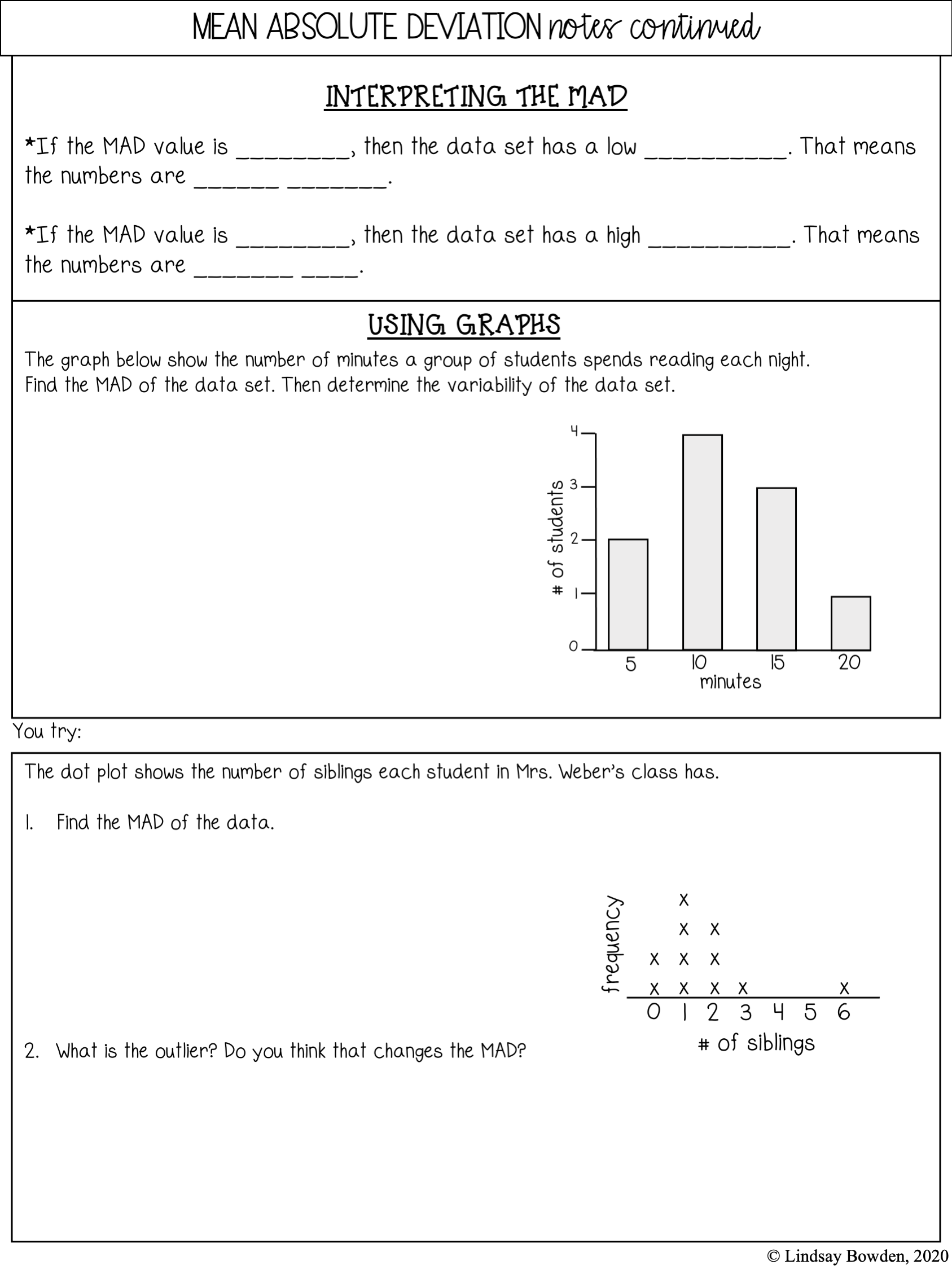 Mean Absolute Value Notes And Worksheets Lindsay Bowden Worksheets Library