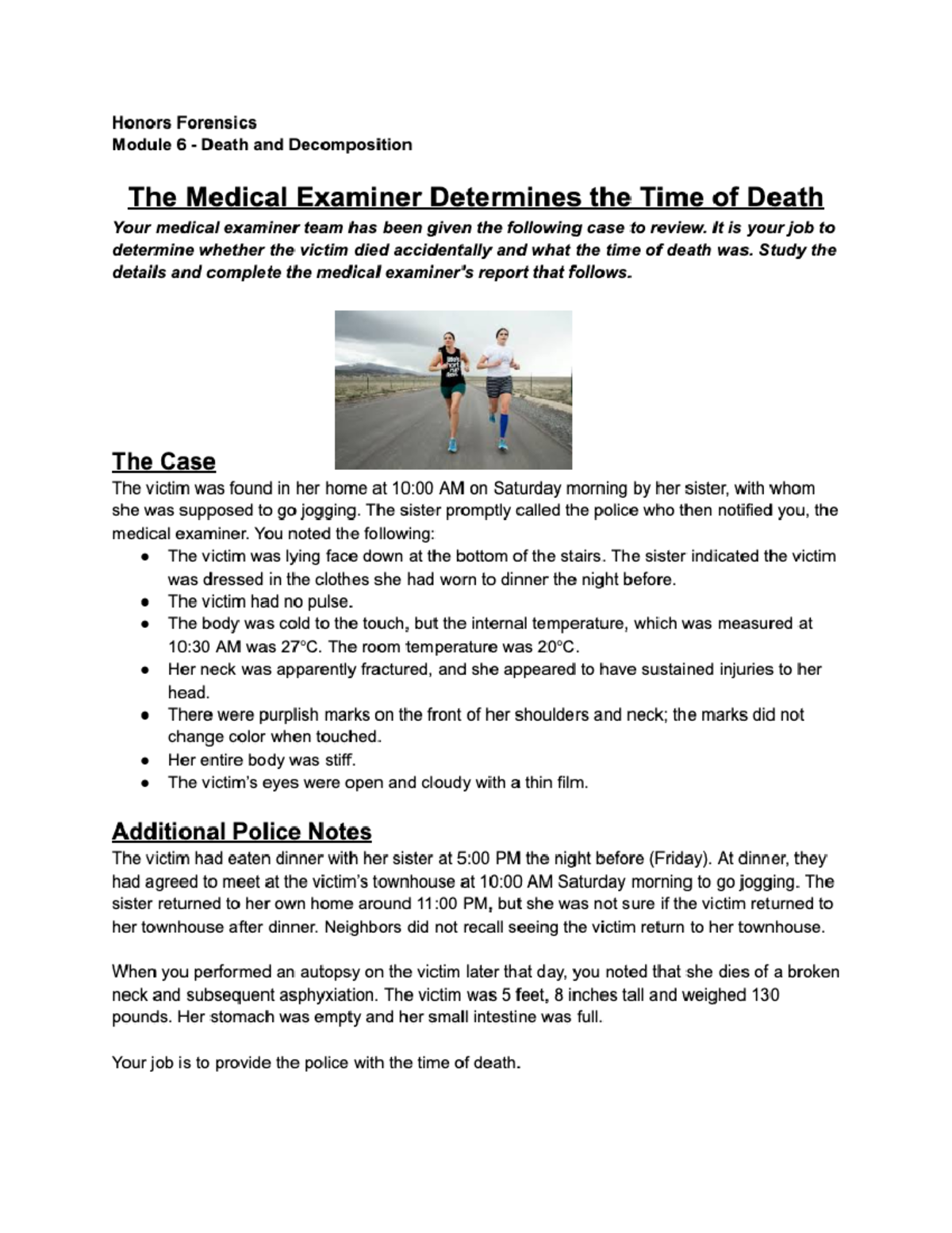 Medical Exam Report On Time Of Death Estimation TOD Case Study Studocu