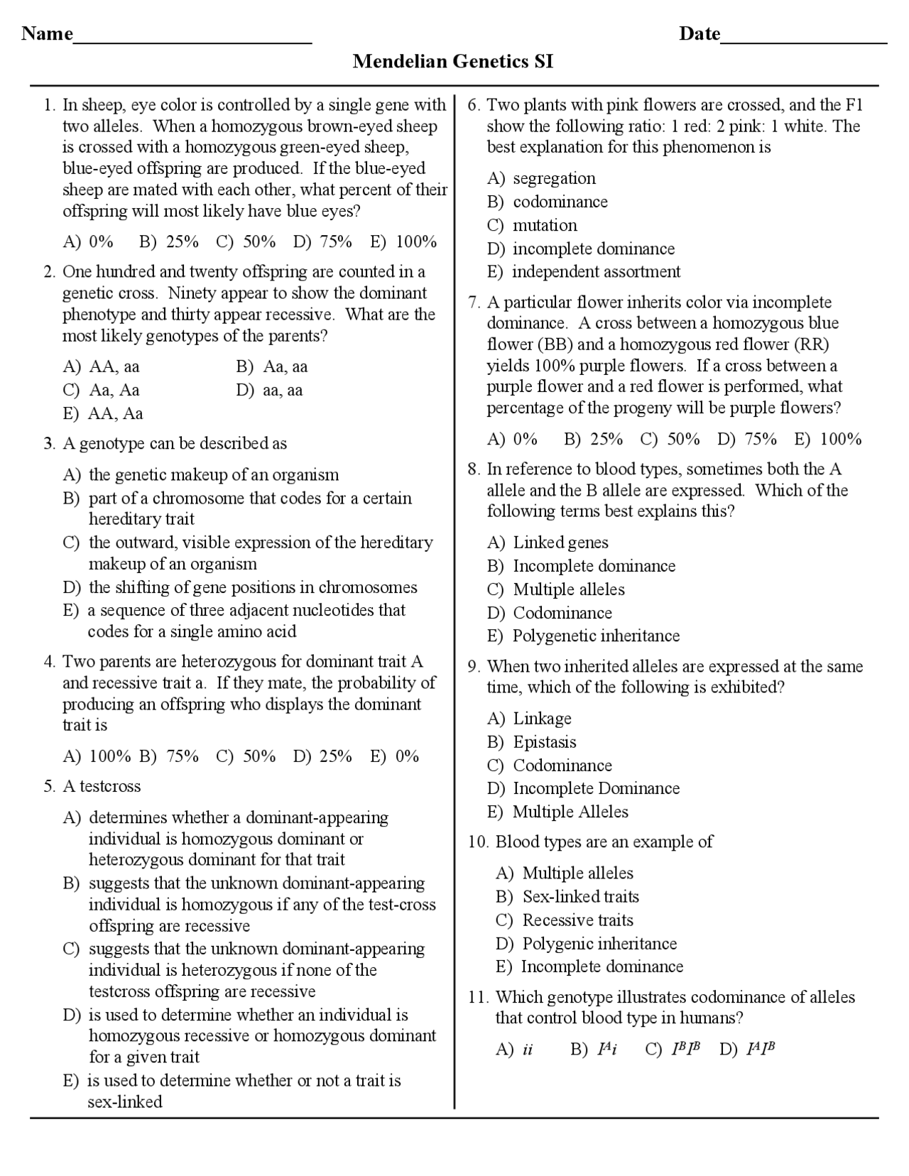mendelian genetics worksheet answer key mendelian genetics worksheet answer key