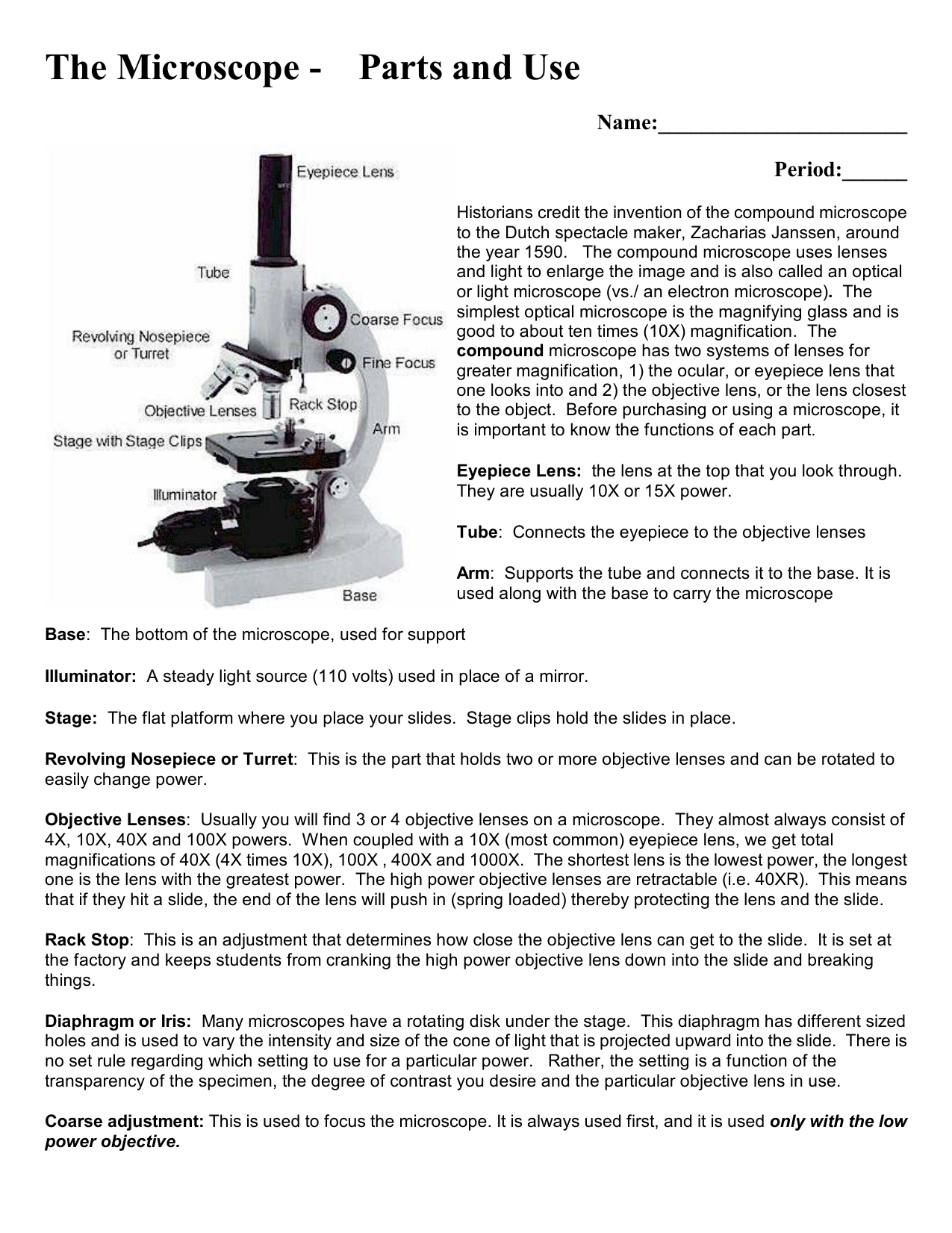 microscope labeling worksheet answers