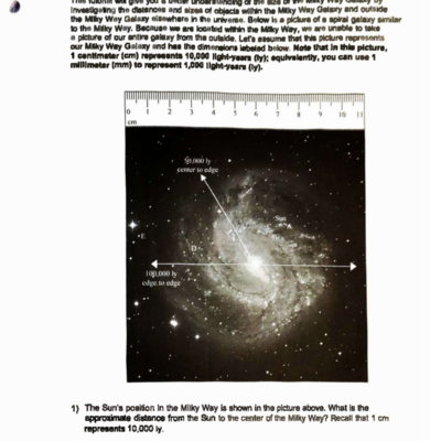 Milky Way Galaxy Scales LT Worksheet On Sizes Distances Analysis Studocu