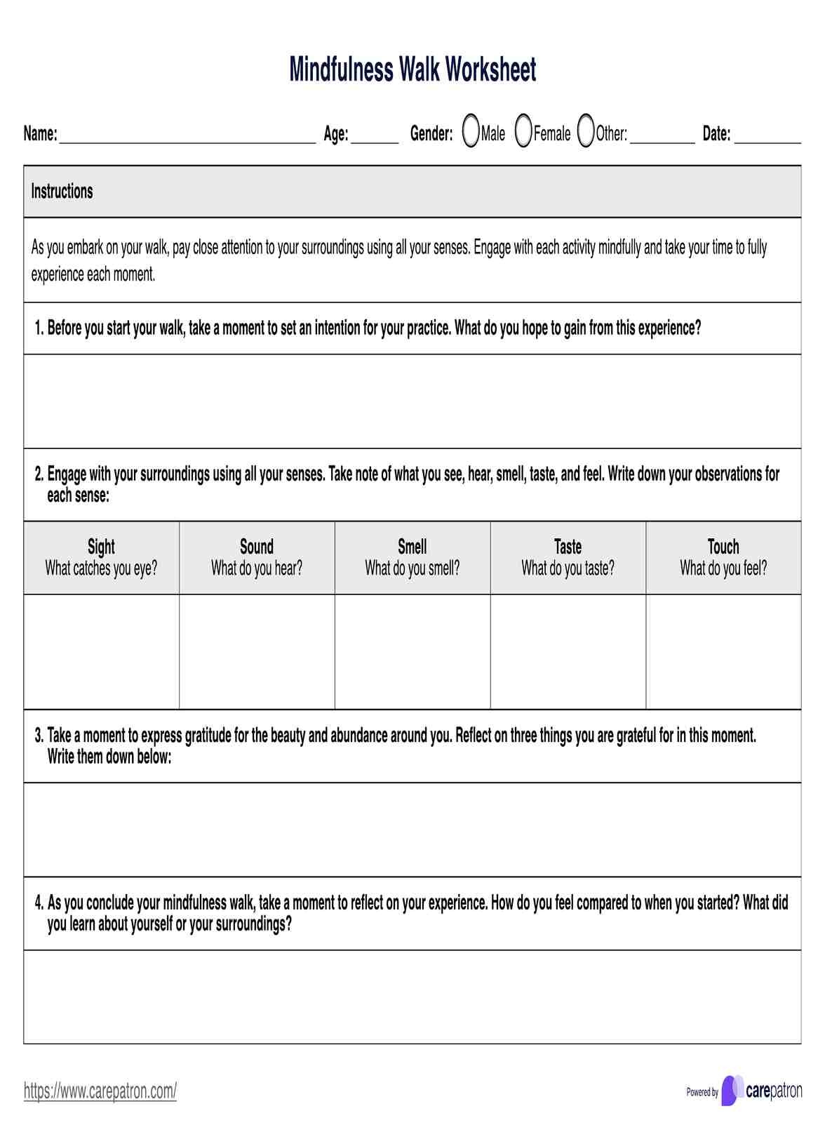 mindfulness worksheets pdf