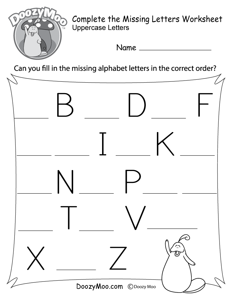 Missing Letter Worksheets Free Printables Doozy Moo