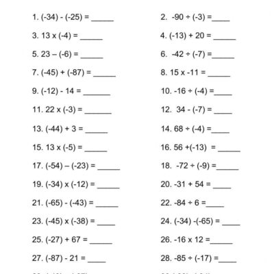 Mixed Operations Integers Worksheet Worksheets Library