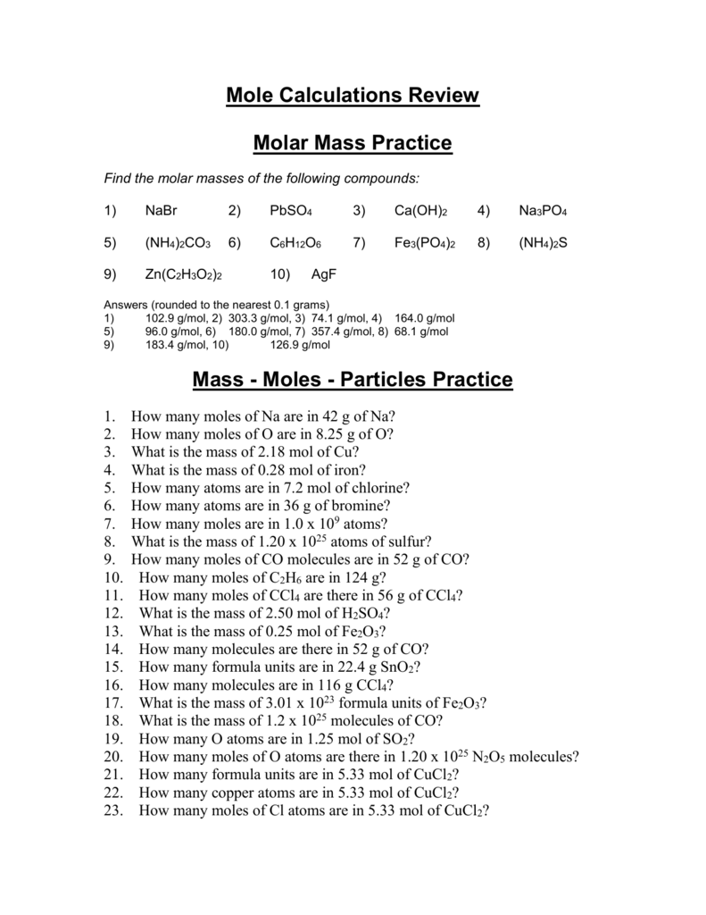 molar mass worksheet and key answers molar mass worksheet and key answers