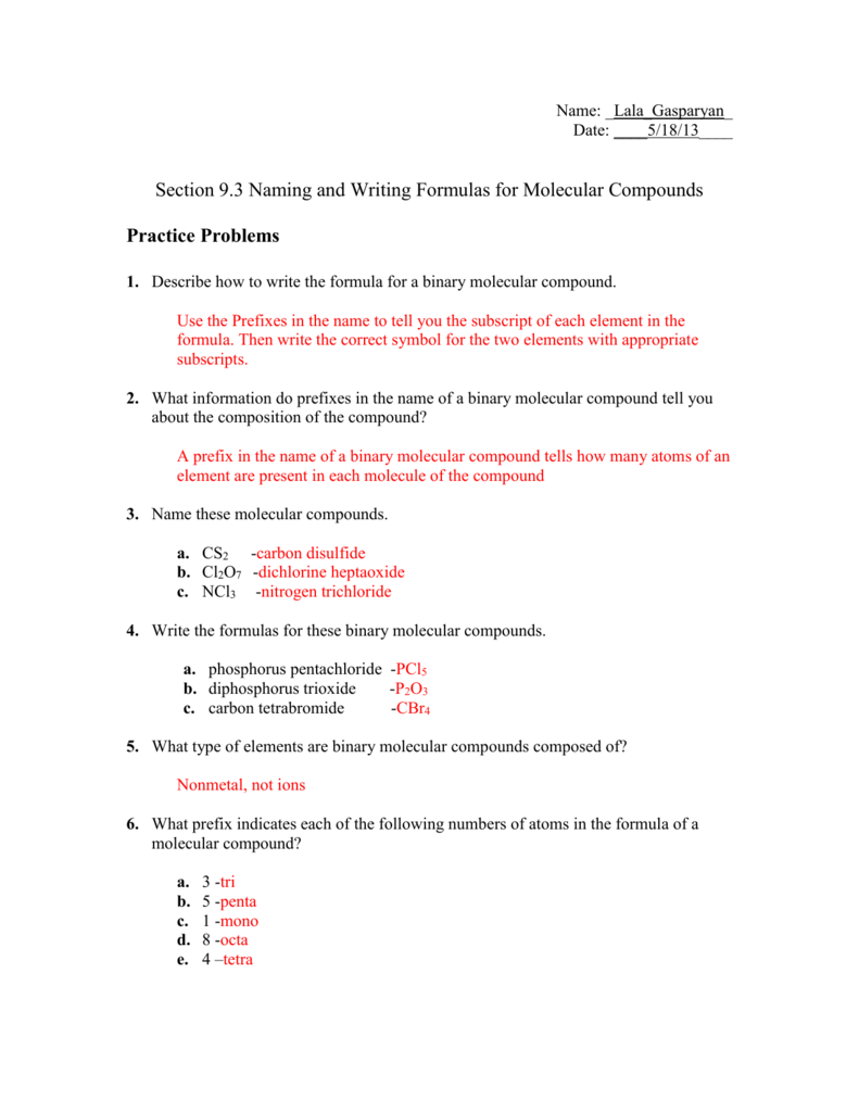 naming molecular compounds worksheet with answers naming molecular compounds worksheet with answers