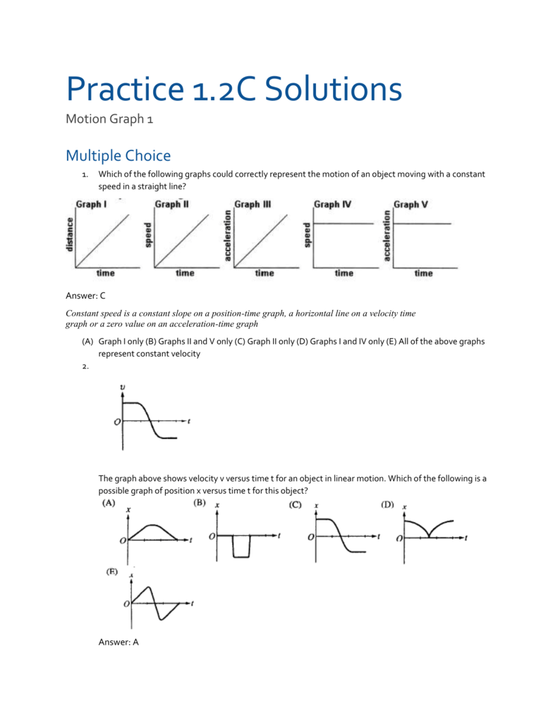 motion graphs worksheet with answers