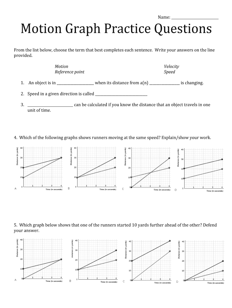 motion graphs and kinematics worksheet answers