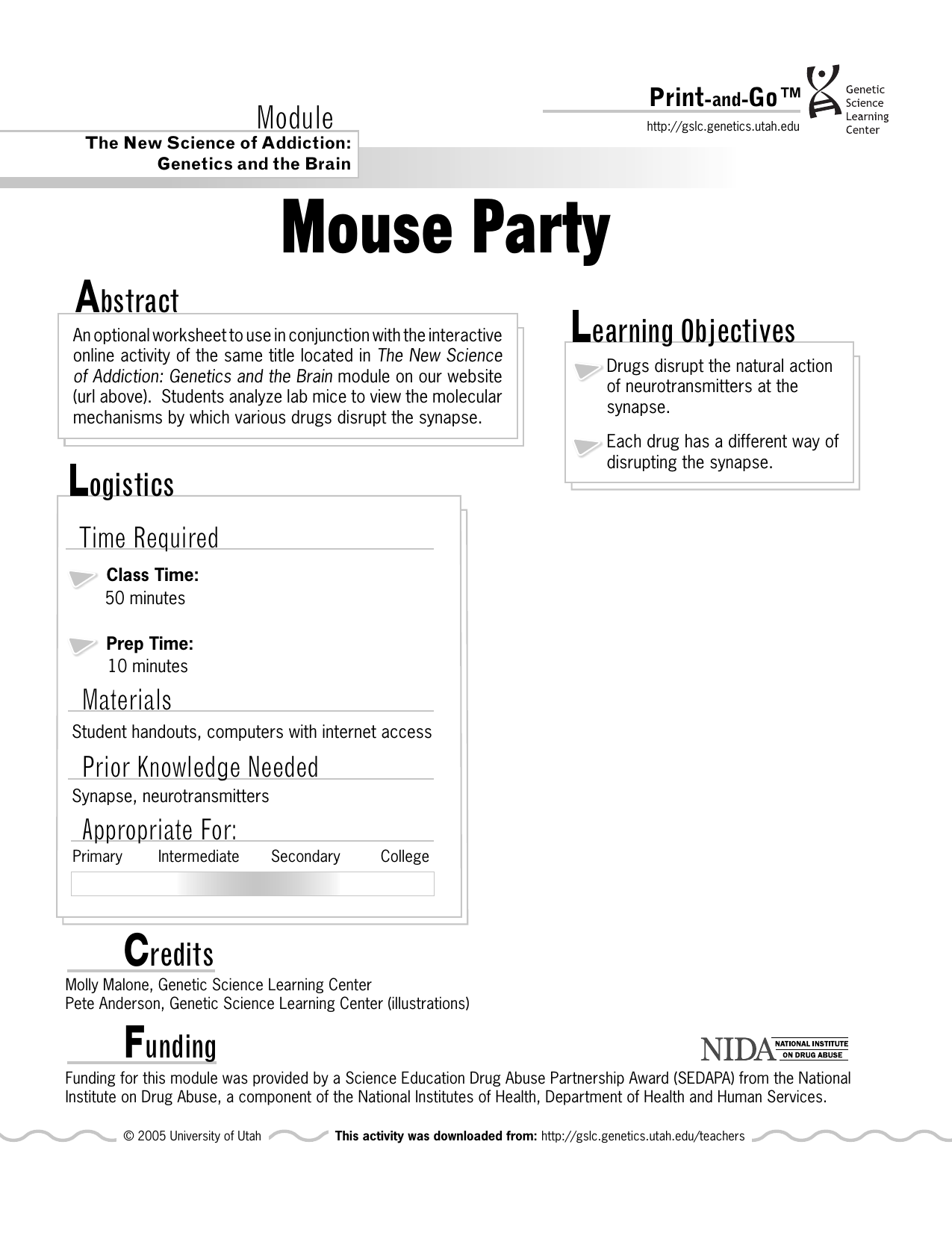 mouse party worksheet answers