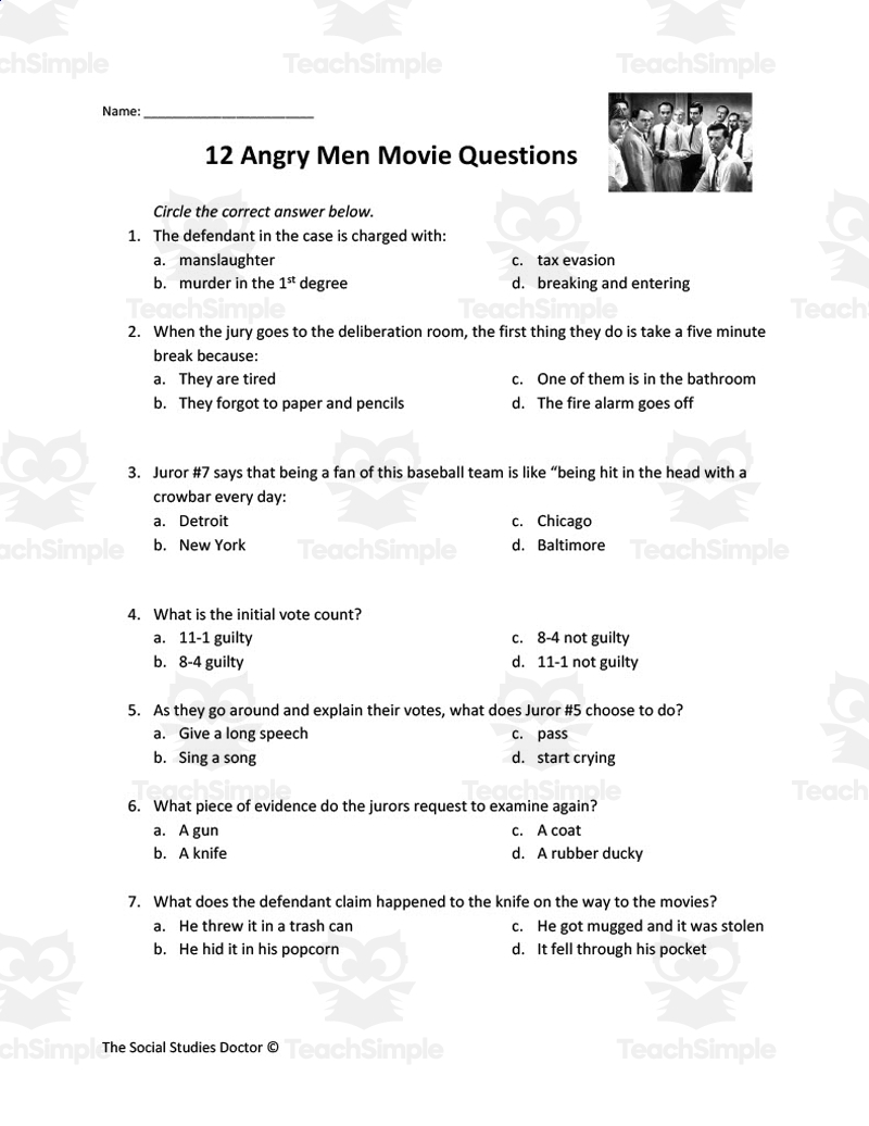 Movie Companion 12 Angry Men By Teach Simple Movie Companion 12 Angry Men By Teach Simple