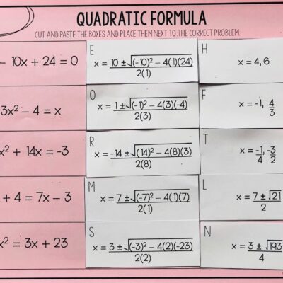 Mrs Newell s Math Quadratic Formula Activity