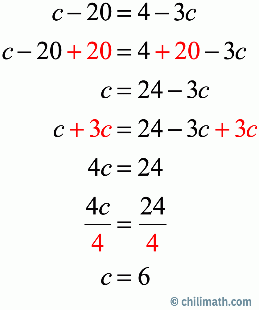 Multi Step Equations Practice Problems With Answers ChiliMath