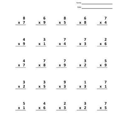 Multiplication 1 minute Drill 10 Math Worksheets With Answers PDF Etsy