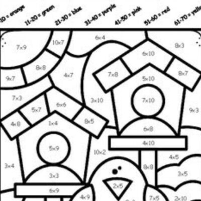Multiplication Coloring Worksheets Grade 3 PDF