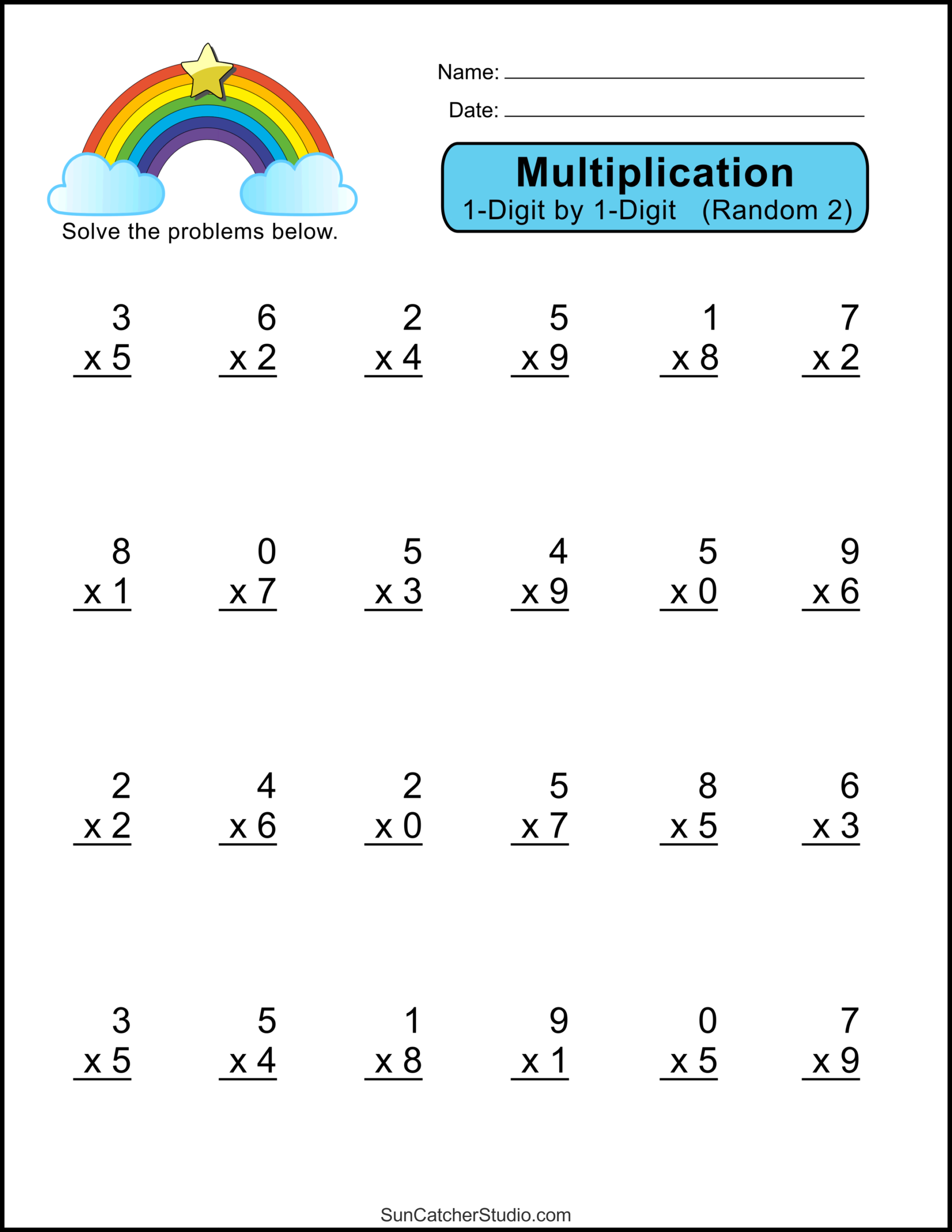 Multiplication Worksheets One Digit Math Drills Free Printables Lettering SVG Files Tools Apps