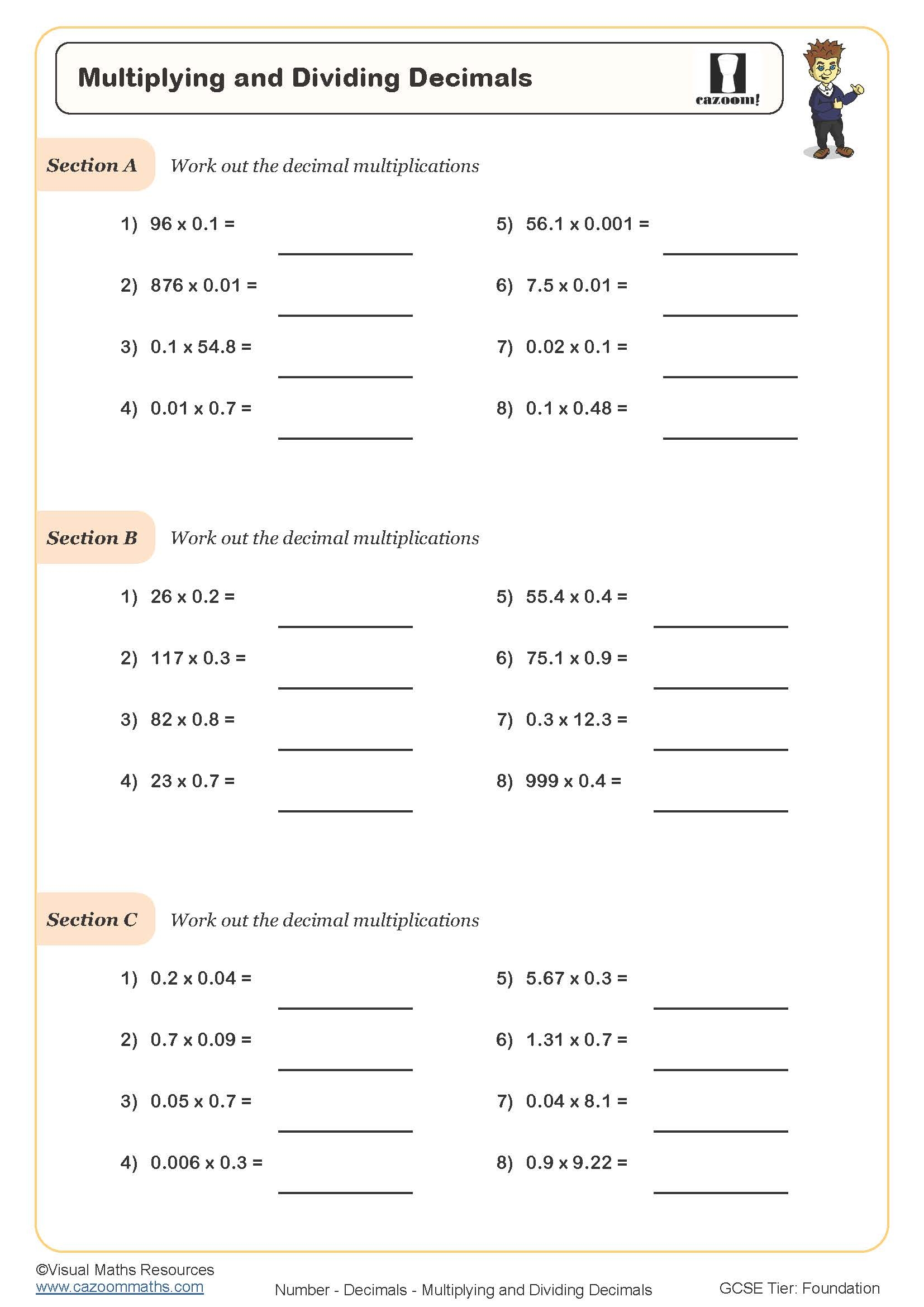 Multiplying And Dividing Decimals Worksheet Cazoom Maths Worksheets Multiplying And Dividing Decimals Worksheet Cazoom Maths Worksheets