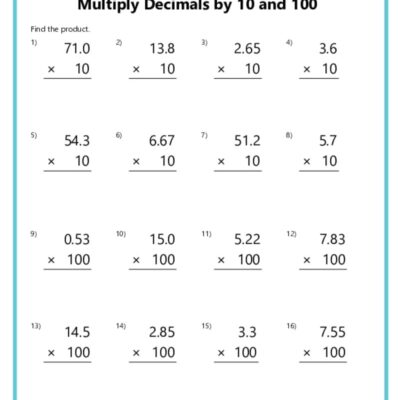 Multiplying Decimals Worksheets