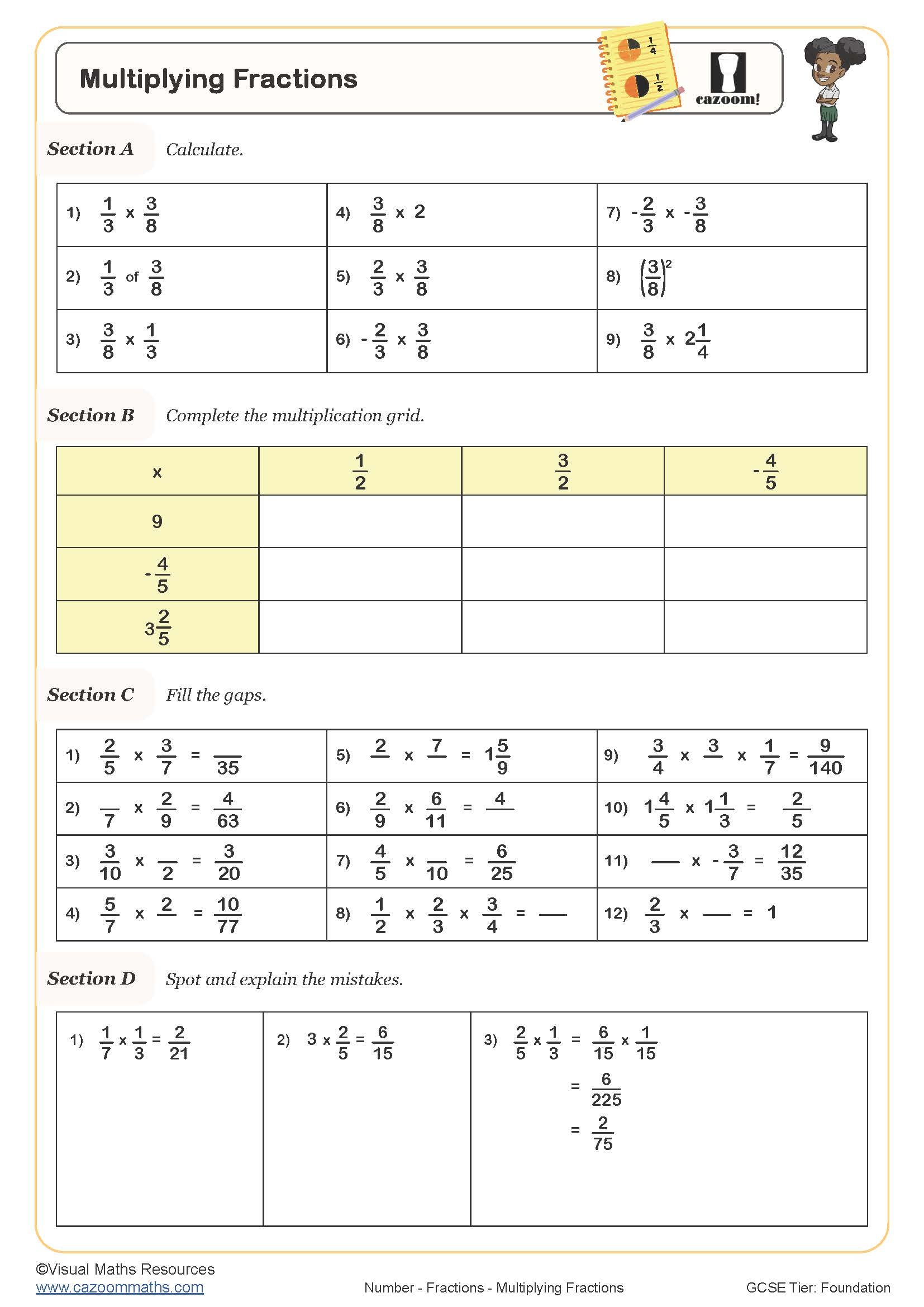 Multiplying Fractions Free PDF Worksheet Printable Maths Worksheets Multiplying Fractions Free PDF Worksheet Printable Maths Worksheets