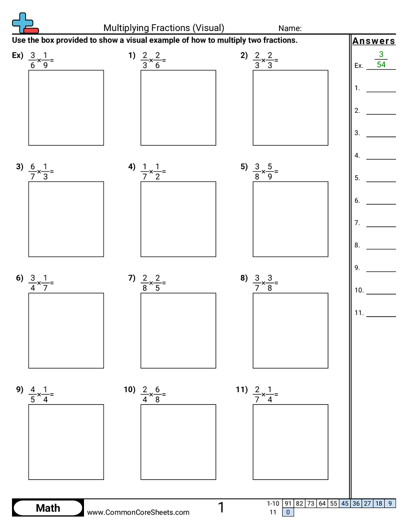 Multiplying Fractions Visual Worksheet Download