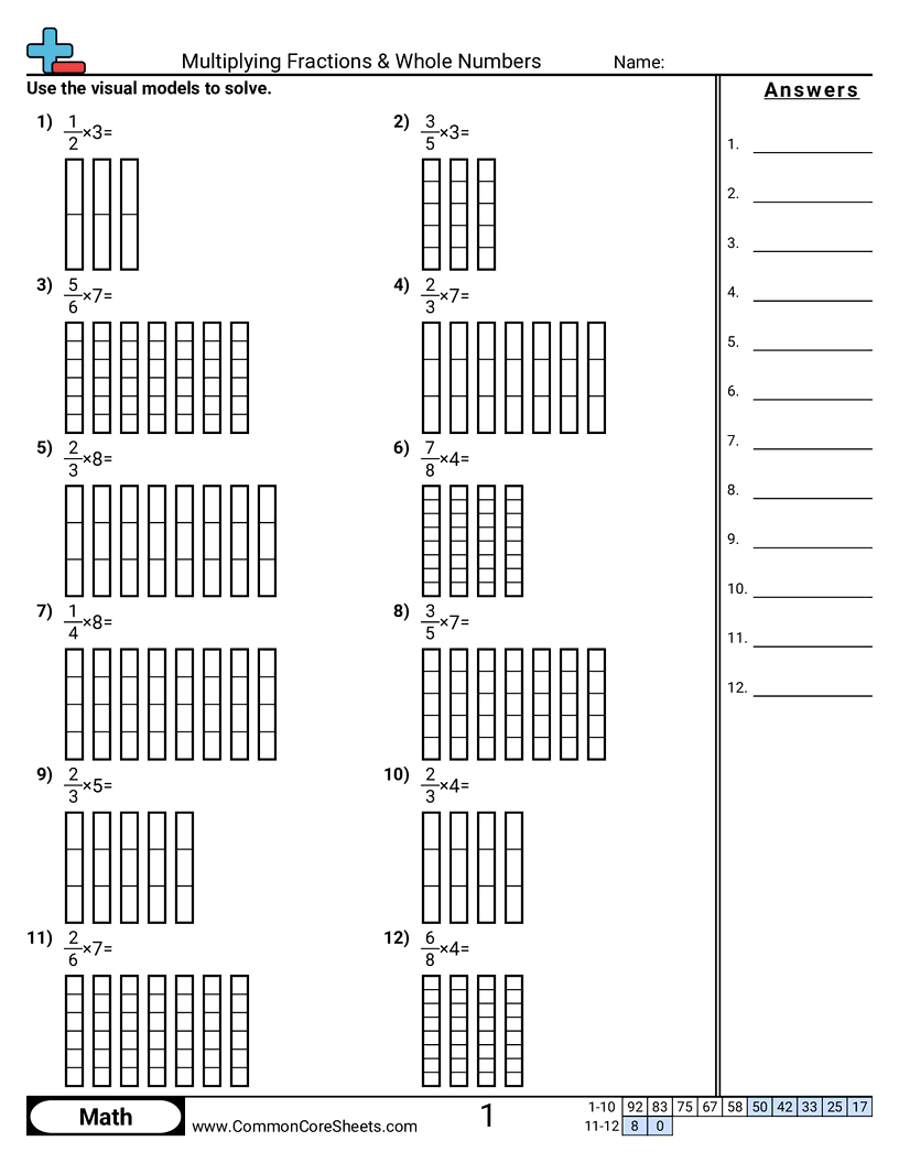 Multiplying Fractions Whole Numbers Worksheet Download