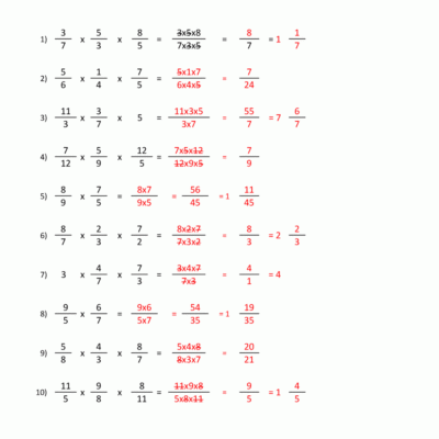 Multiplying Fractions Worksheet