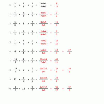 Multiplying Fractions Worksheet