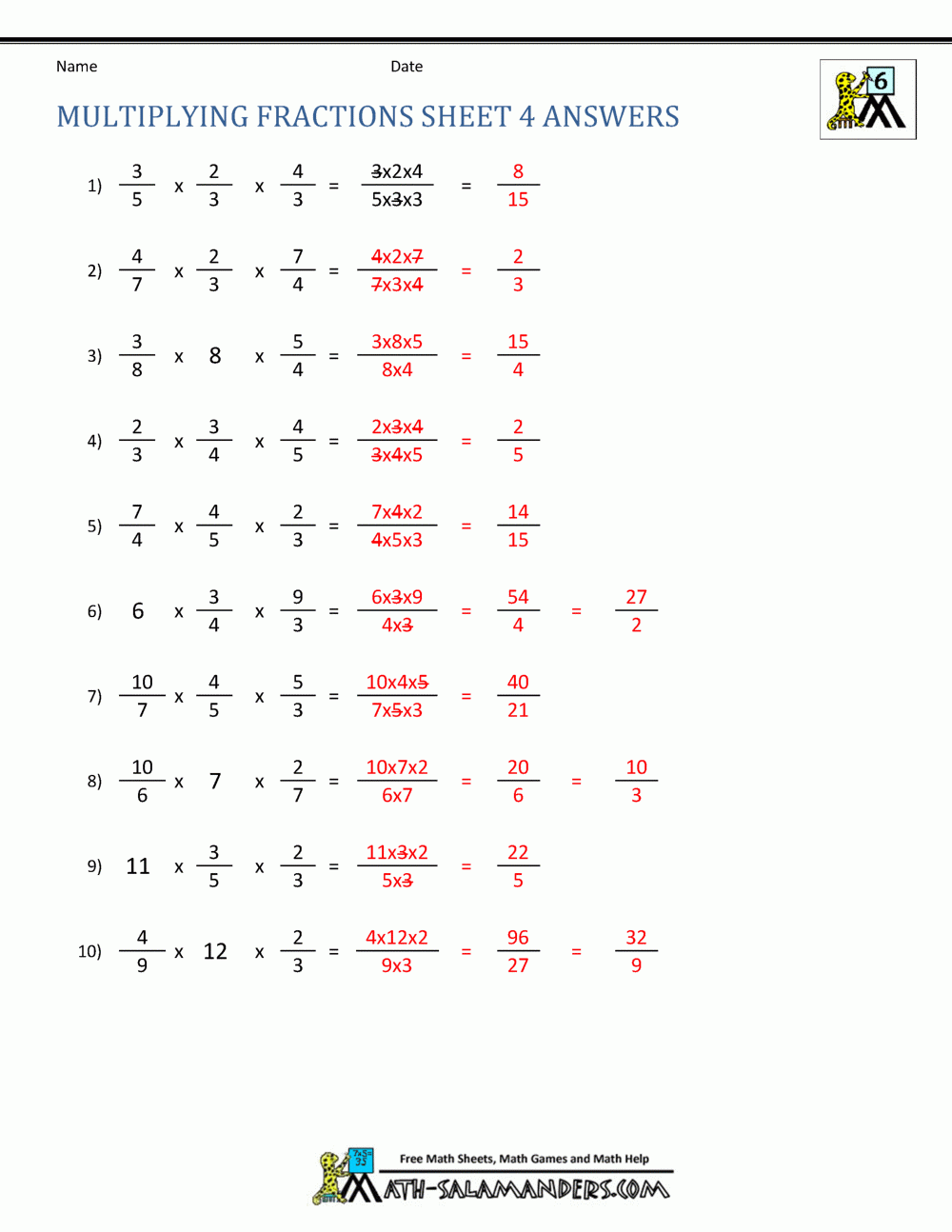 Multiplying Fractions Worksheet Multiplying Fractions Worksheet