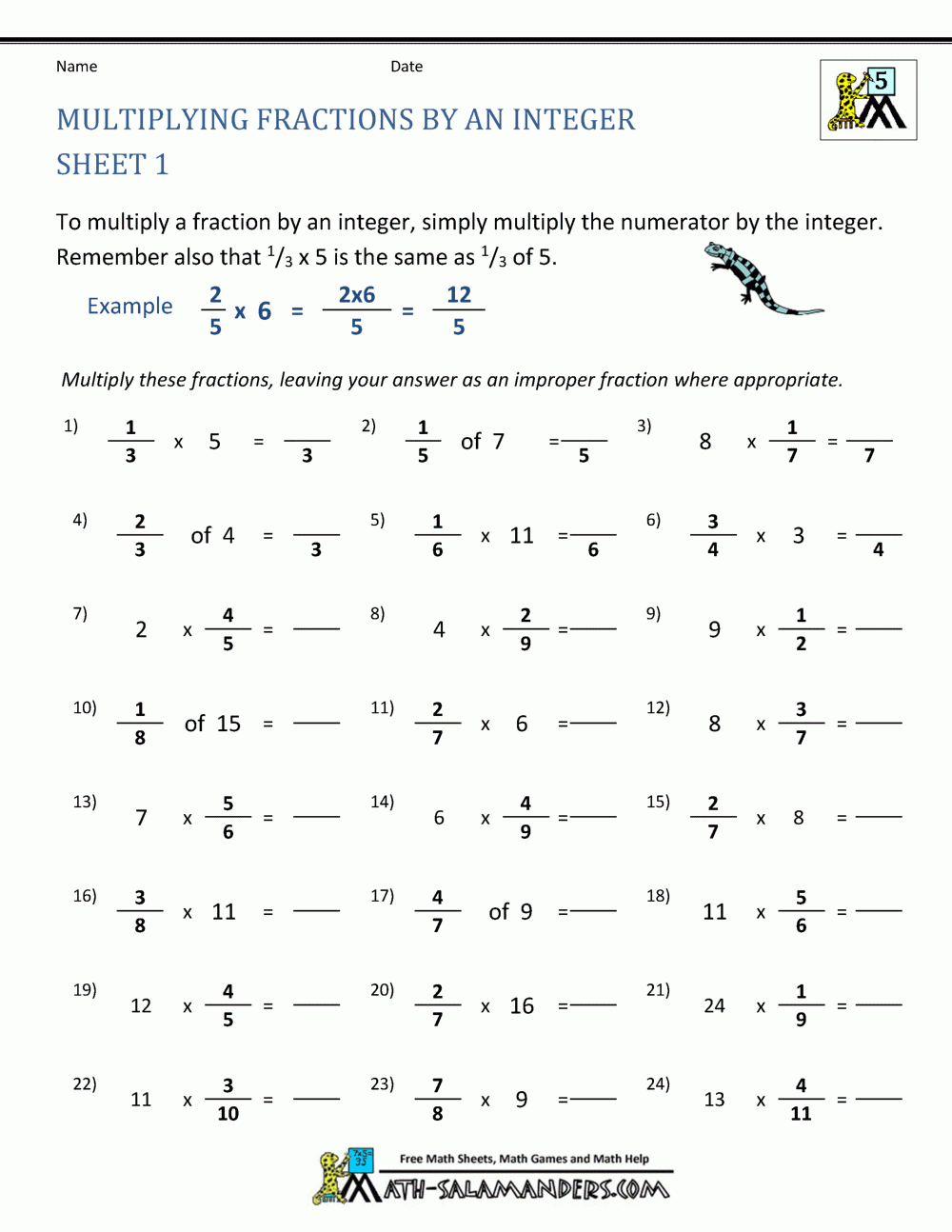 Multiplying Fractions Worksheet Worksheets Library