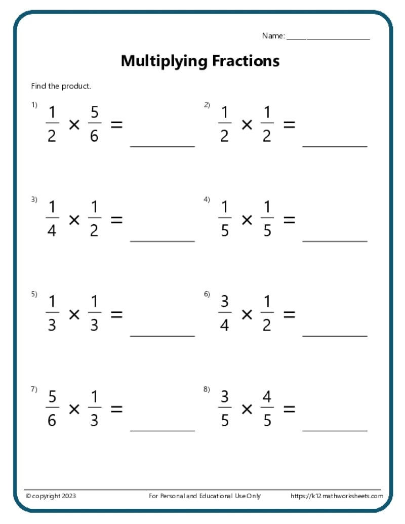fractions class 5 worksheet with answers