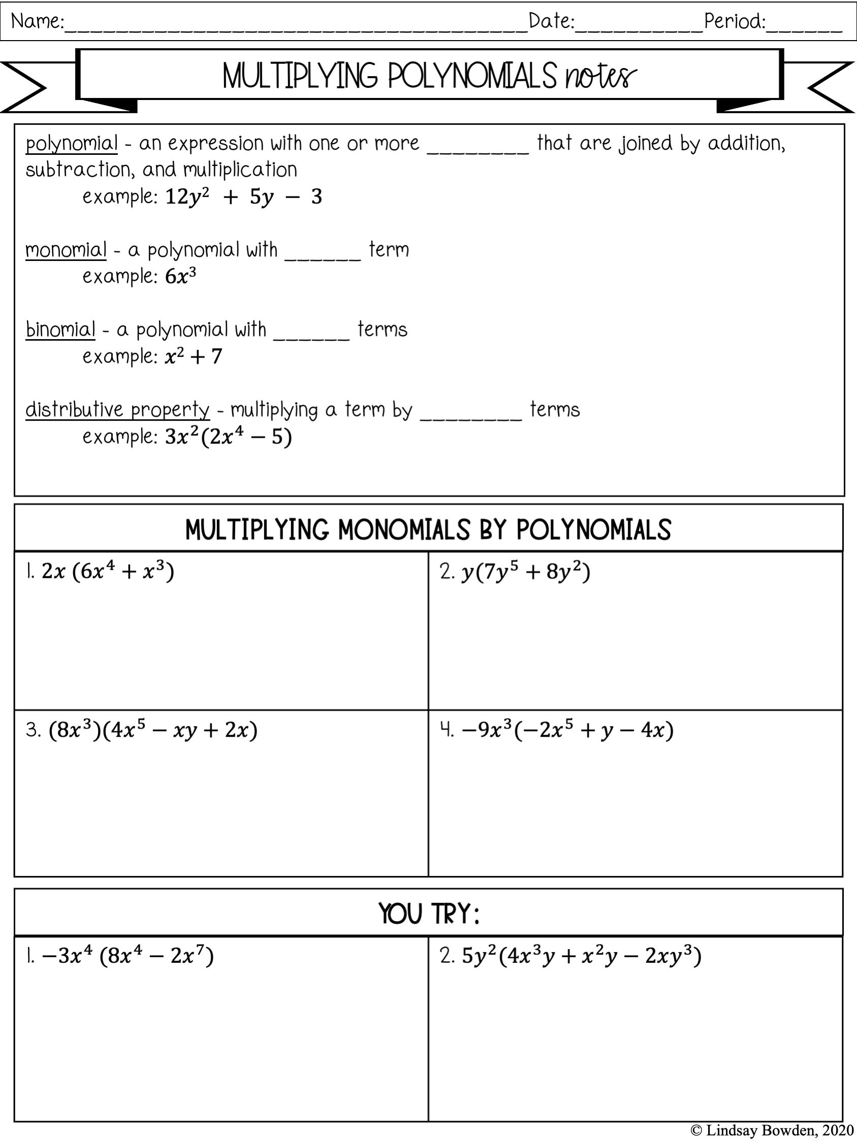 Multiplying Polynomials Notes And Worksheets Lindsay Bowden Worksheets Library Multiplying Polynomials Notes And Worksheets Lindsay Bowden Worksheets Library