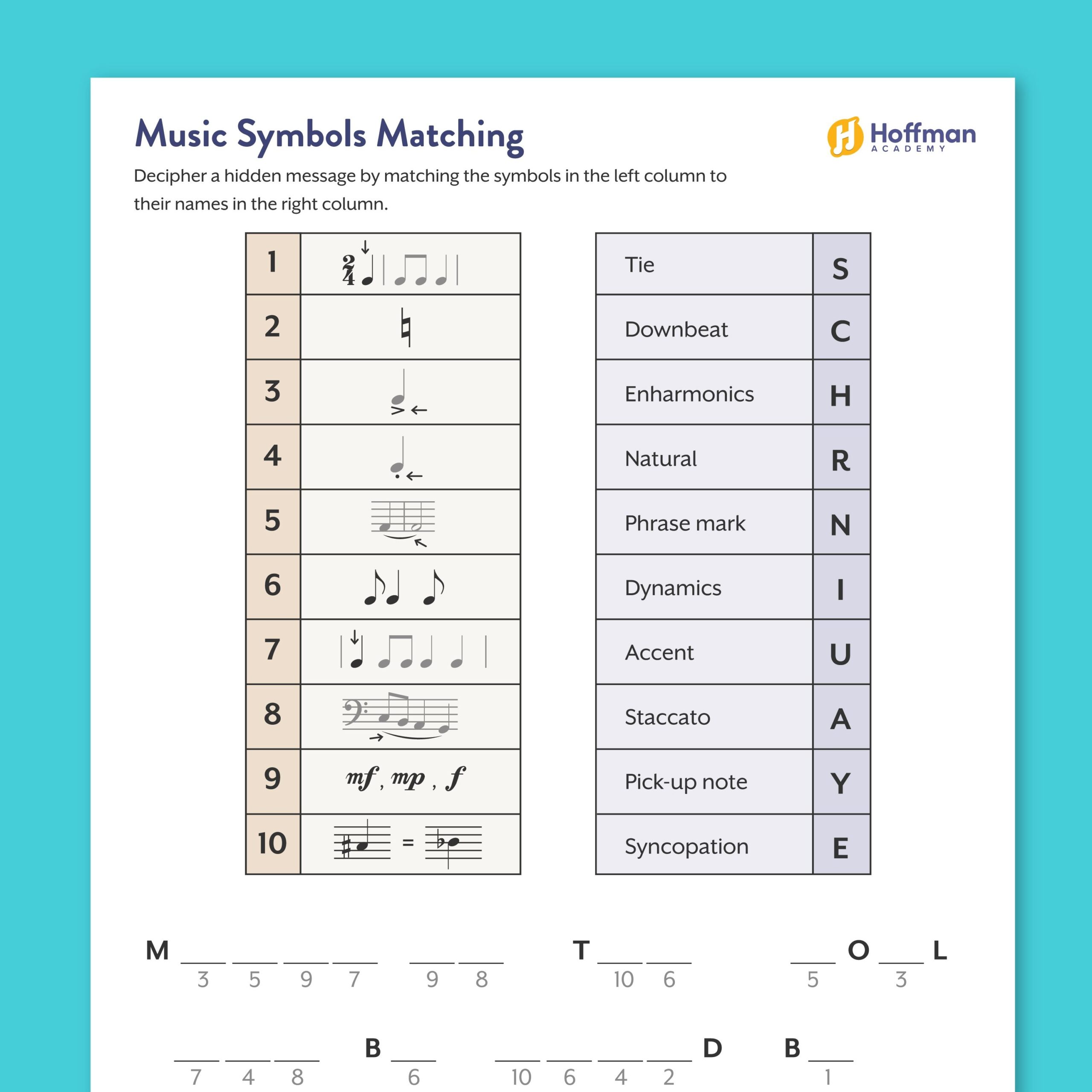 Music Symbols And Meanings Matching Sheet PDF Download Music Symbols And Meanings Matching Sheet PDF Download