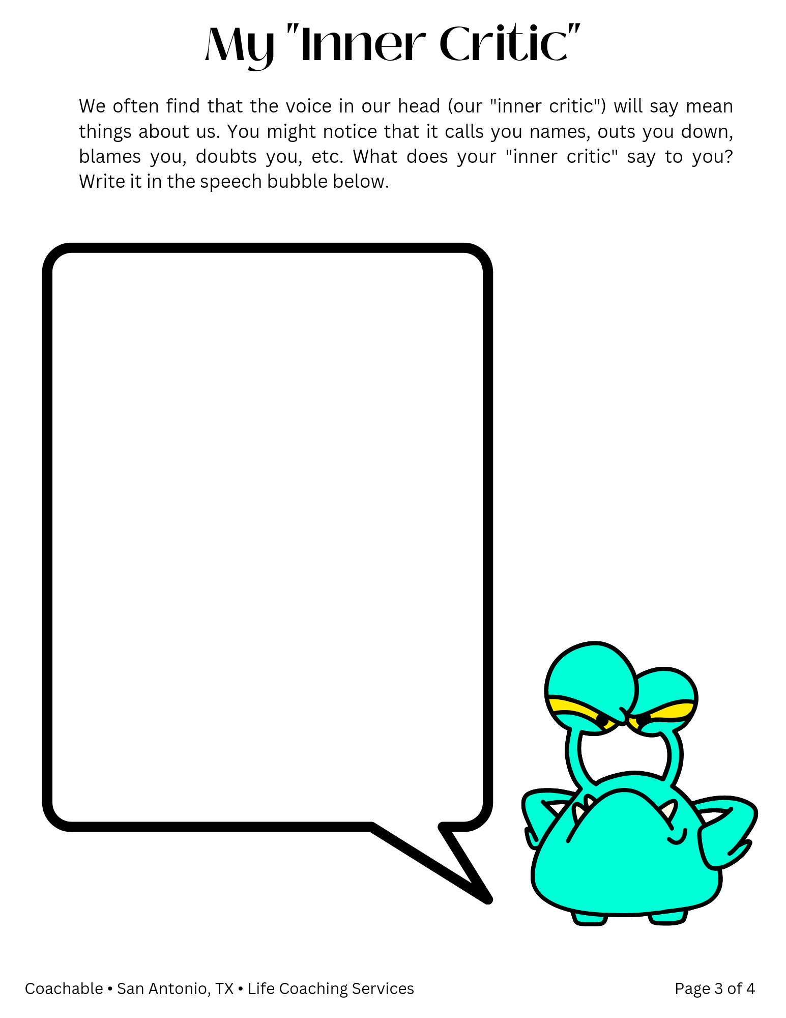 My Inner Critic Worksheet Classful My Inner Critic Worksheet Classful