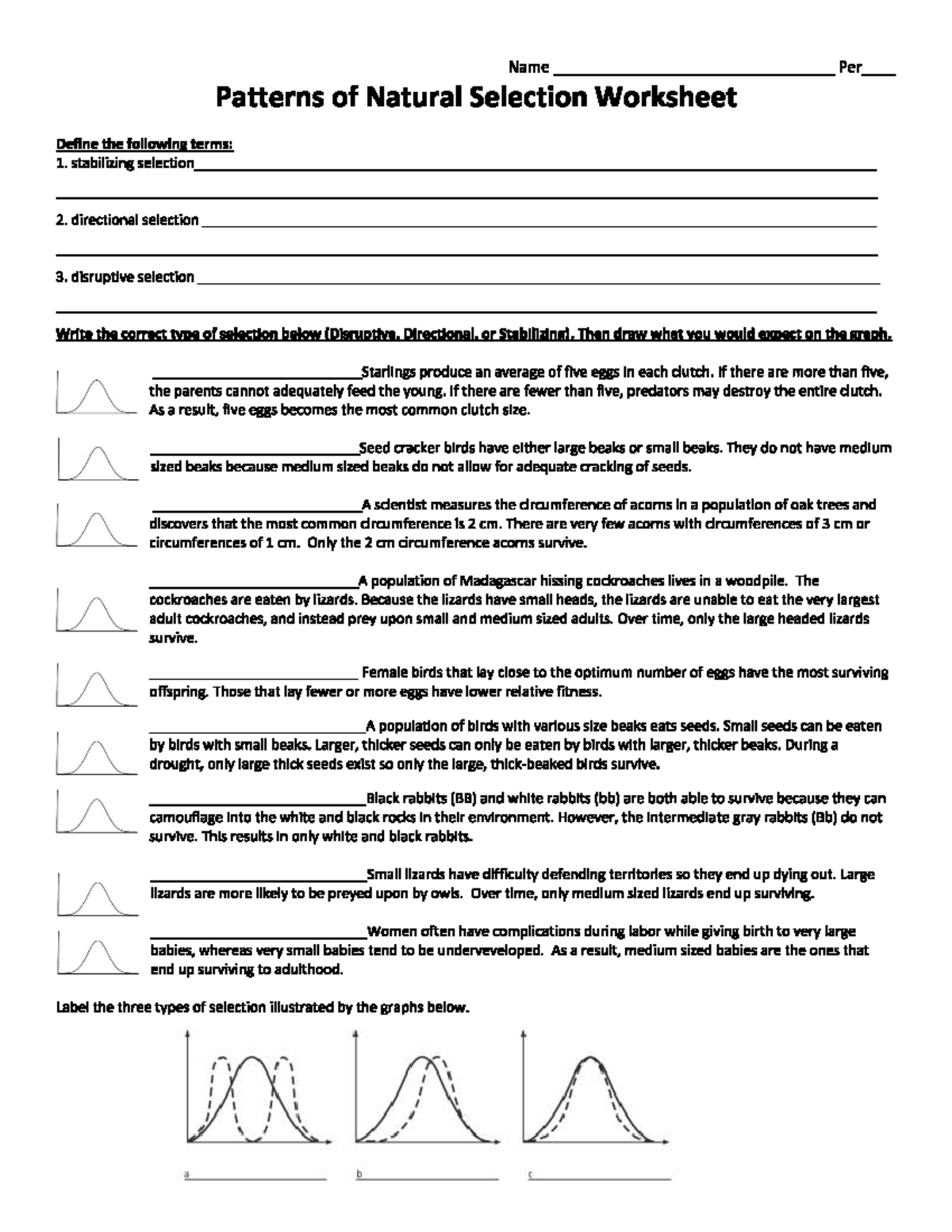 Natural Selection Patterns Worksheet Definitions Graphing For Evolution Studocu Natural Selection Patterns Worksheet Definitions Graphing For Evolution Studocu