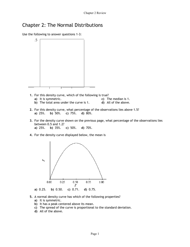 Normal Distributions Chapter 2 Review Questions