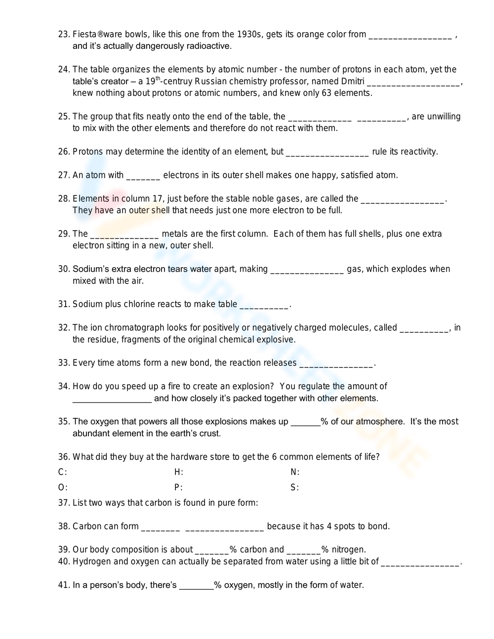 Nova Hunting The Elements Worksheets Printable