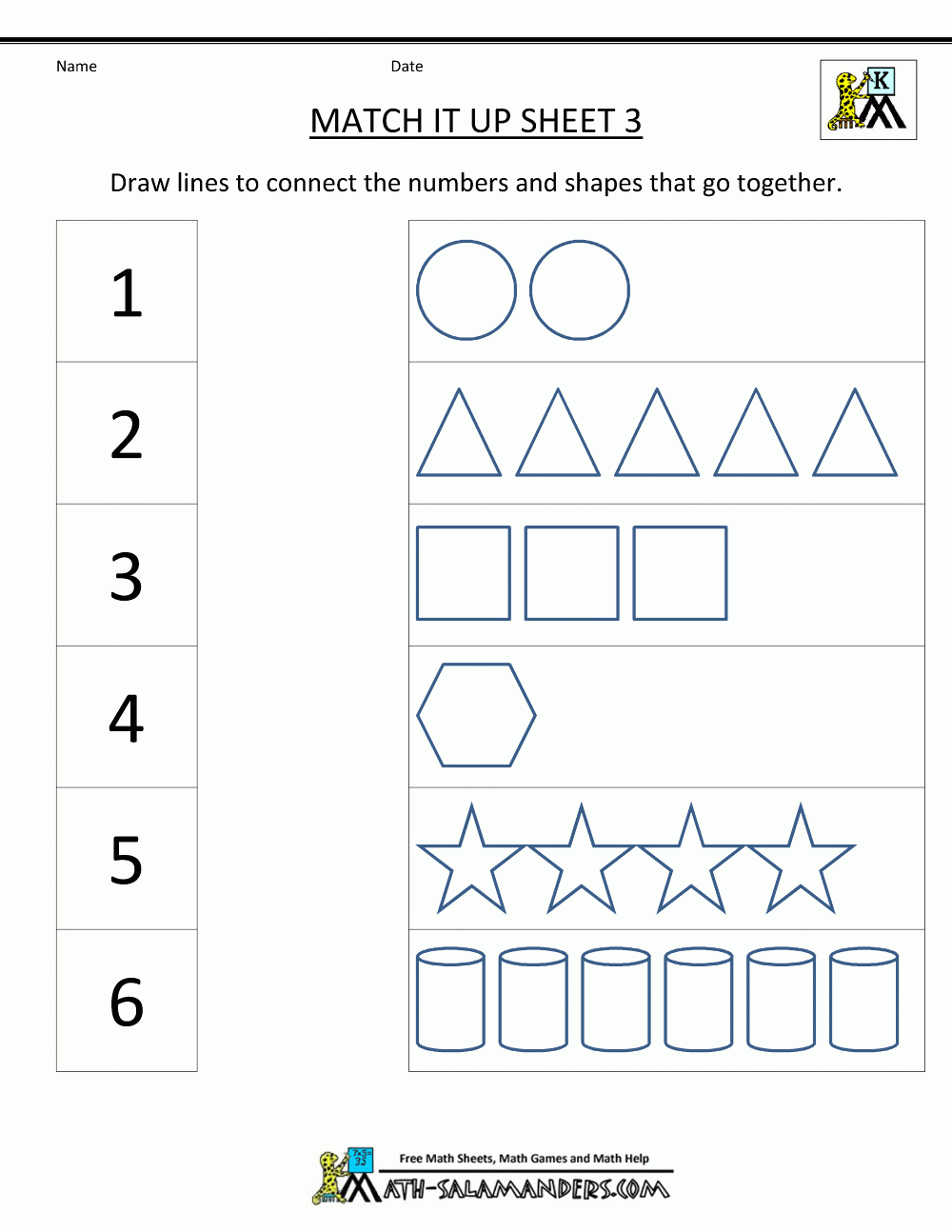 Number Matching Worksheets 1 10 Number Matching Worksheets 1 10