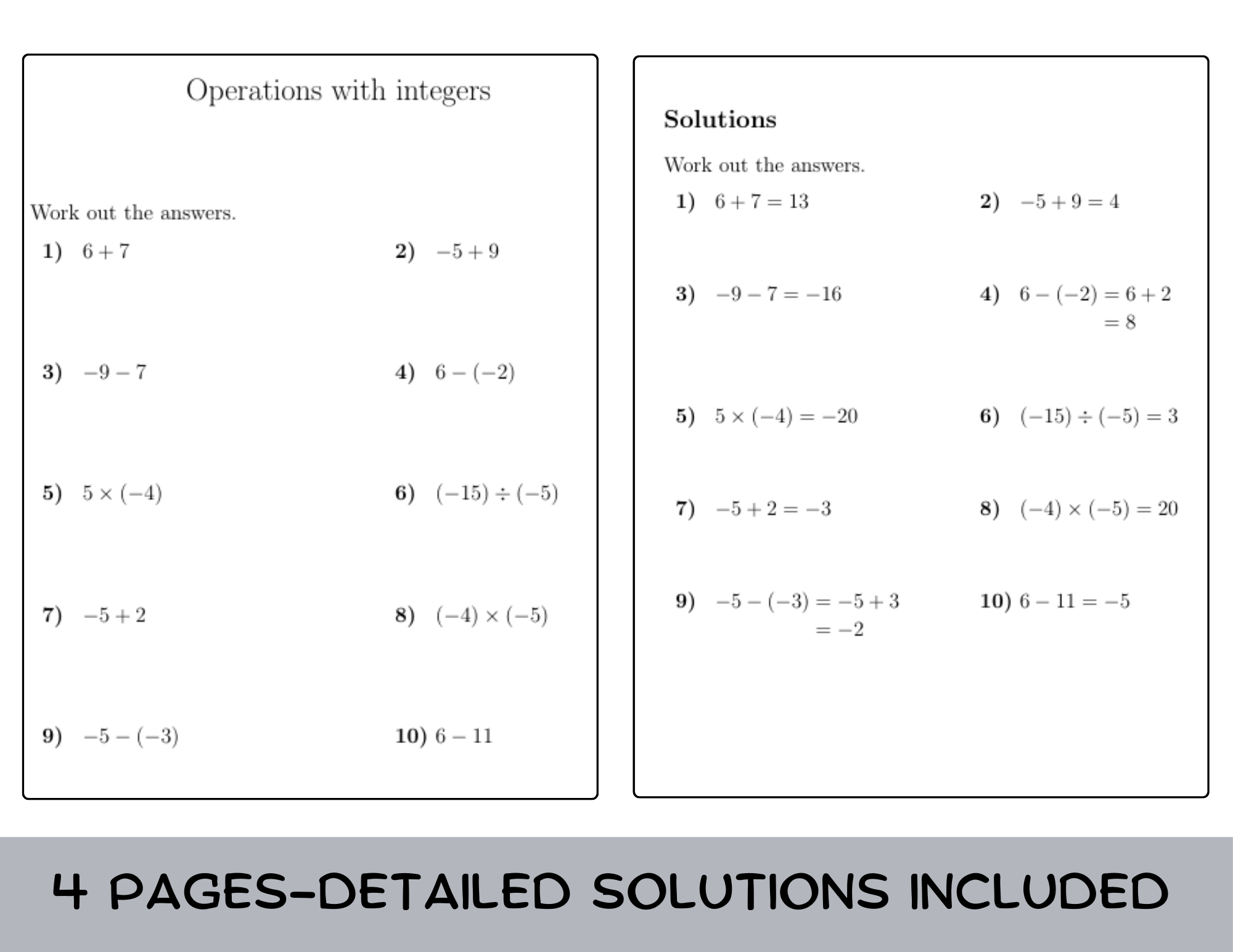 Operations With Integers Worksheet No 2 with Solutions Teaching Resources Operations With Integers Worksheet No 2 with Solutions Teaching Resources