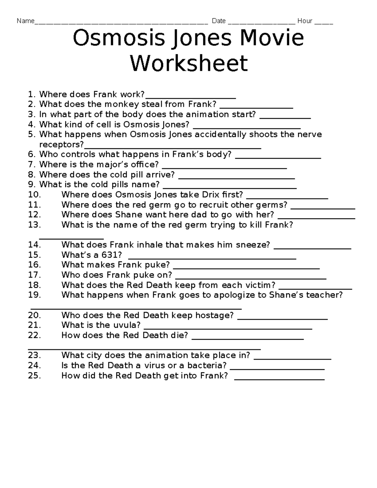 Osmosis Jones Movie Worksheet Questions 1 Studocu Osmosis Jones Movie Worksheet Questions 1 Studocu