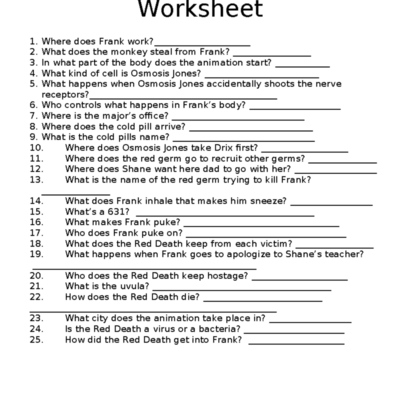 Osmosis Jones Movie Worksheet Questions 1 Studocu